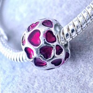 Magenta Red Heart‎ Honeycomb Charm Bead fits PANDORA